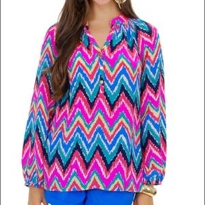 Lilly Pulitzer Chevron Silk Elsa Blouse